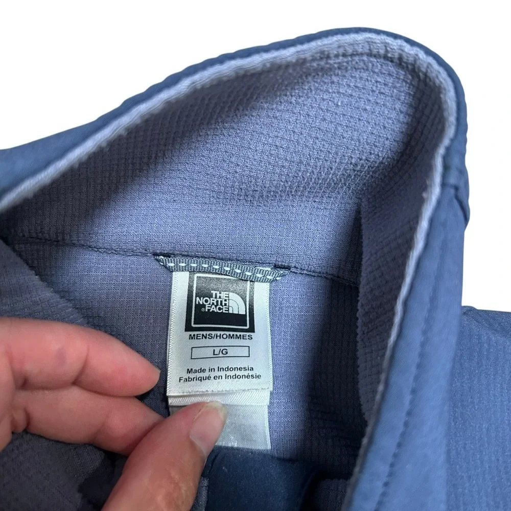 North face men’s blue quarter zip softshell fleece lined jacket pullover large